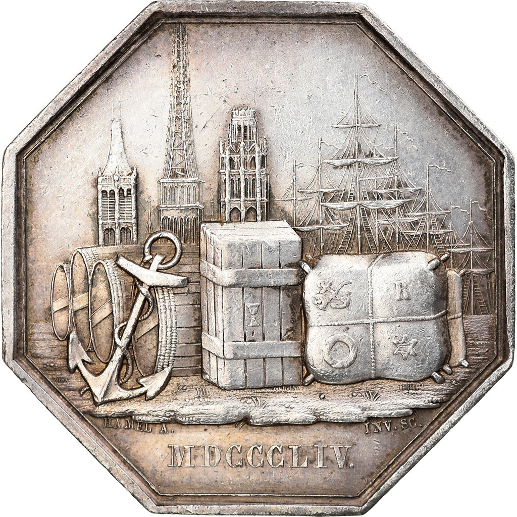 Francia, Token, Bank, Comptoir d'Escompte de Rouen, 1854, Hamel, SPL-, Argento