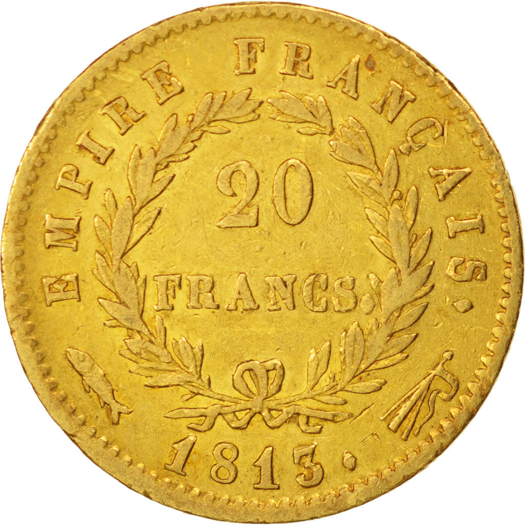Coin, France, Napoléon I, 20 Francs, 1813, Utrecht, EF(40-45), Gold, KM:695.11