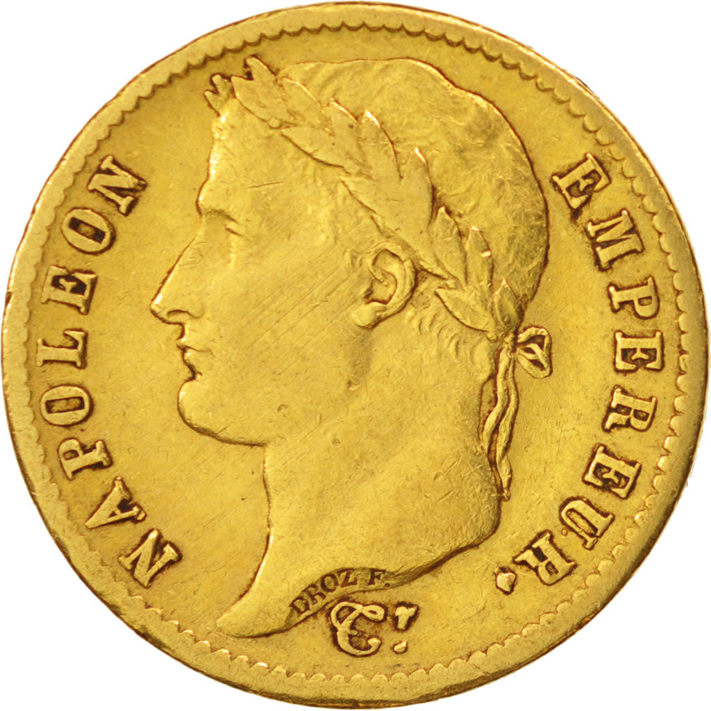 Moneta, Francia, Napoléon I, 20 Francs, 1814, Lille, MB+, Oro, KM:695.10