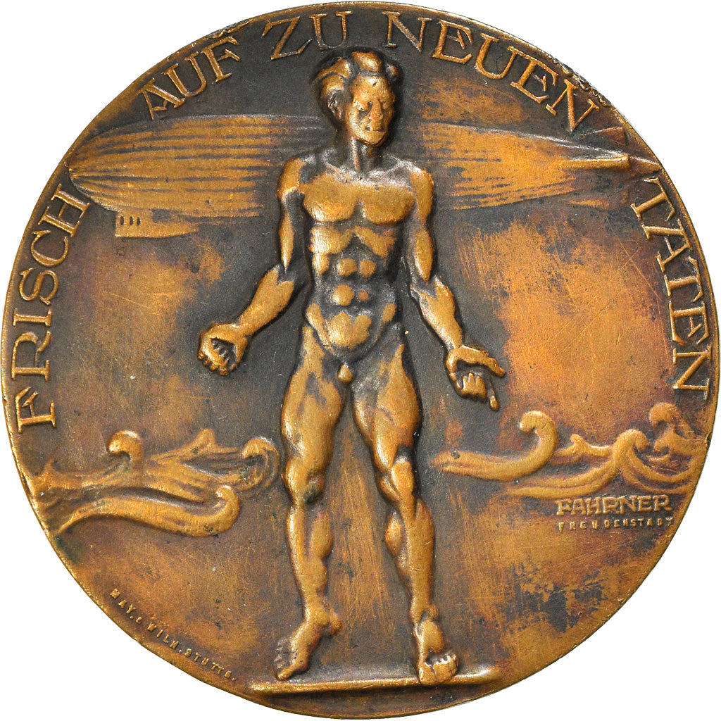 Francia, medaglia, Zeppelin-Eckener, Aviation, Fahrner, BB, Bronzo
