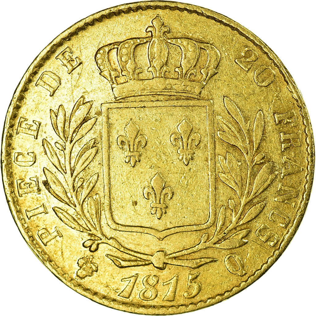 Moneta, Francia, Louis XVIII, Louis XVIII, 20 Francs, 1815, Perpignan, MB+, Oro