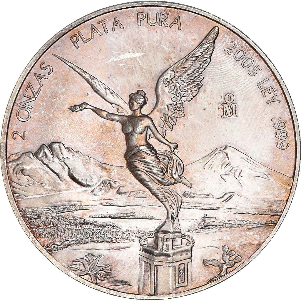 Coin, Mexico, 2 Onzas, 2 Troy Ounces of Silver, 2005, Mexico City, MS(60-62)