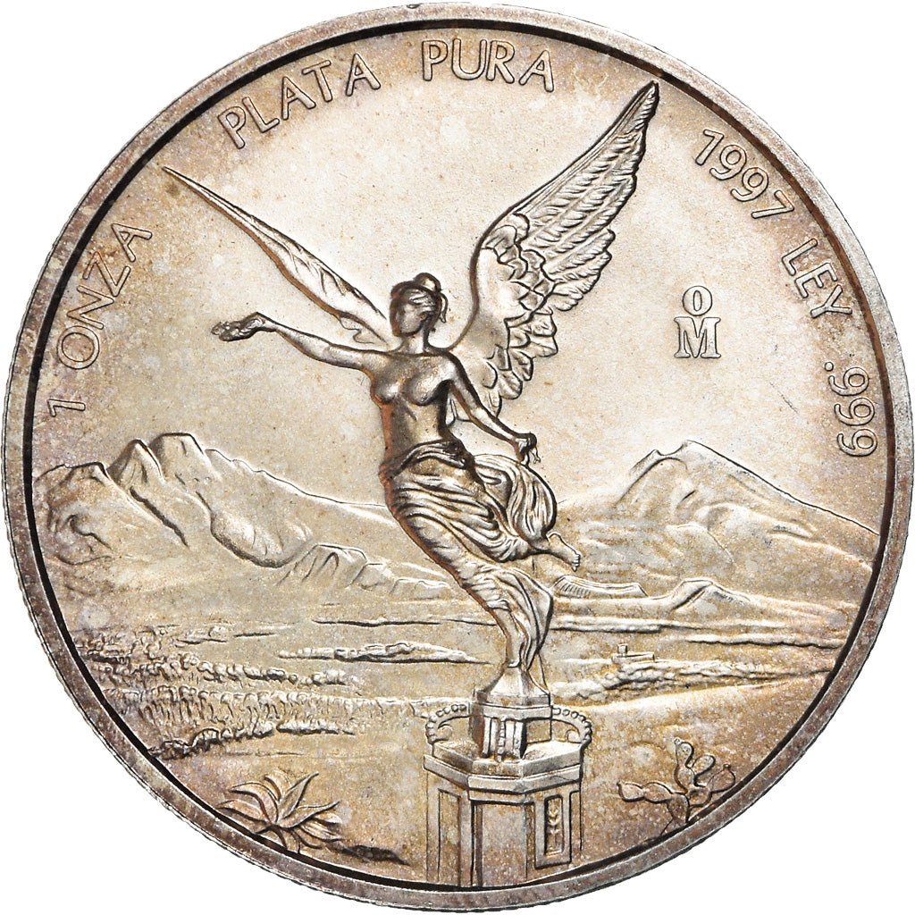 Coin, Mexico, Onza, Troy Ounce of Silver, 1997, Mexico City, MS(63), Silver