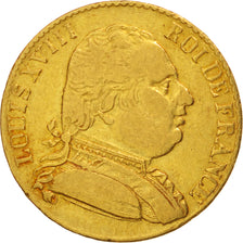 France, Louis XVIII, 20 Francs, 1815, London, VF(20-25),Gold,KM706.7,Gadoury1027