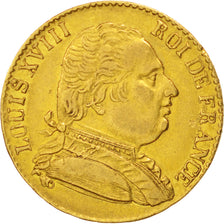 Francia, Louis XVIII, Louis XVIII, 20 Francs, 1815, London, BB, Oro, KM:706.7...