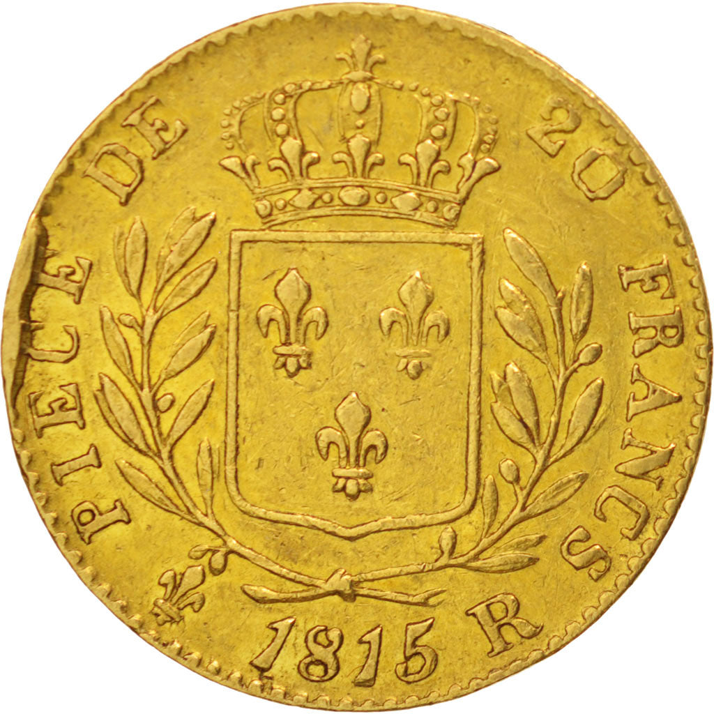 Francia, Louis XVIII, Louis XVIII, 20 Francs, 1815, London, BB, Oro, KM:706.7...
