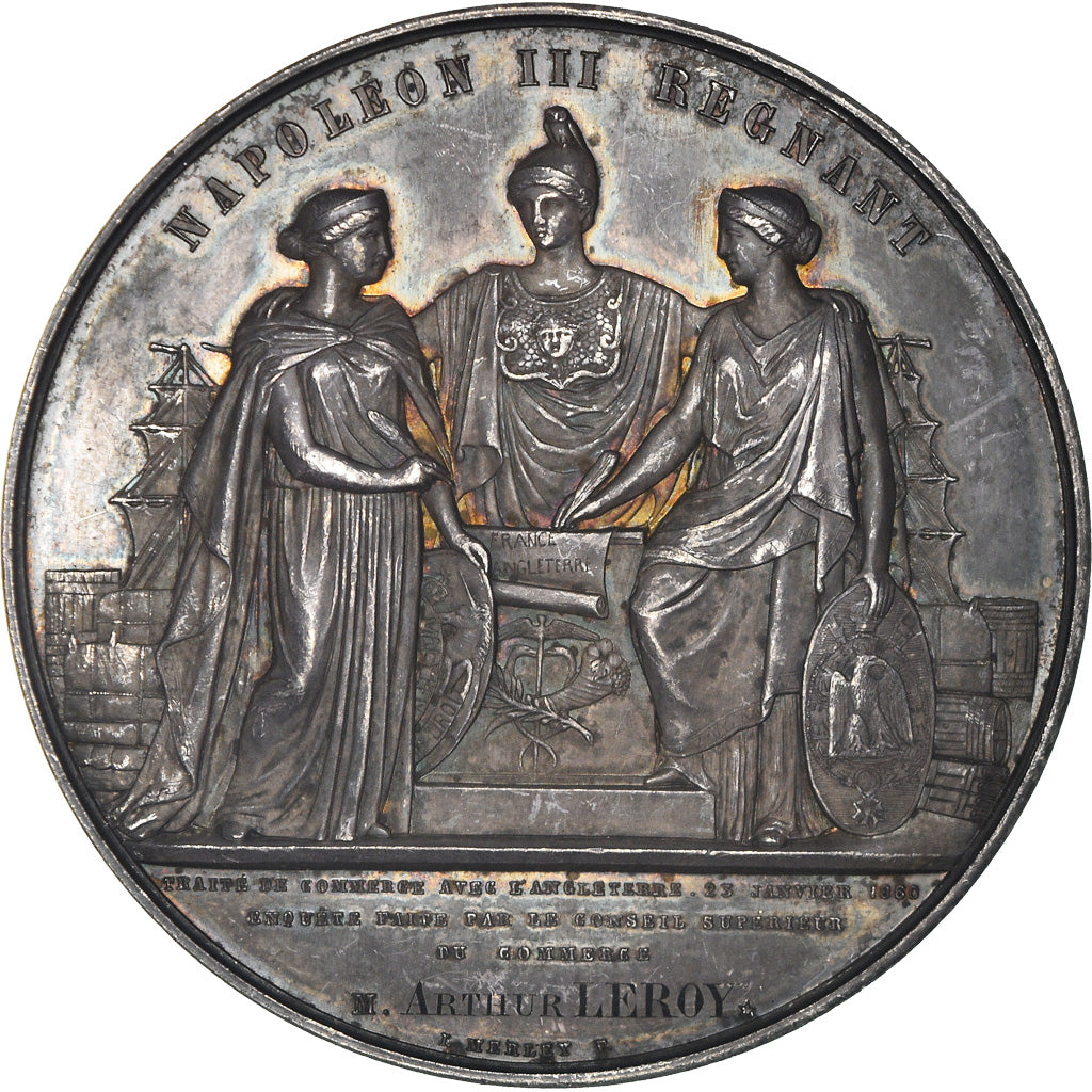 France, Medal, Napoléon III, Traité de Commerce avec l'Angleterre, 1860