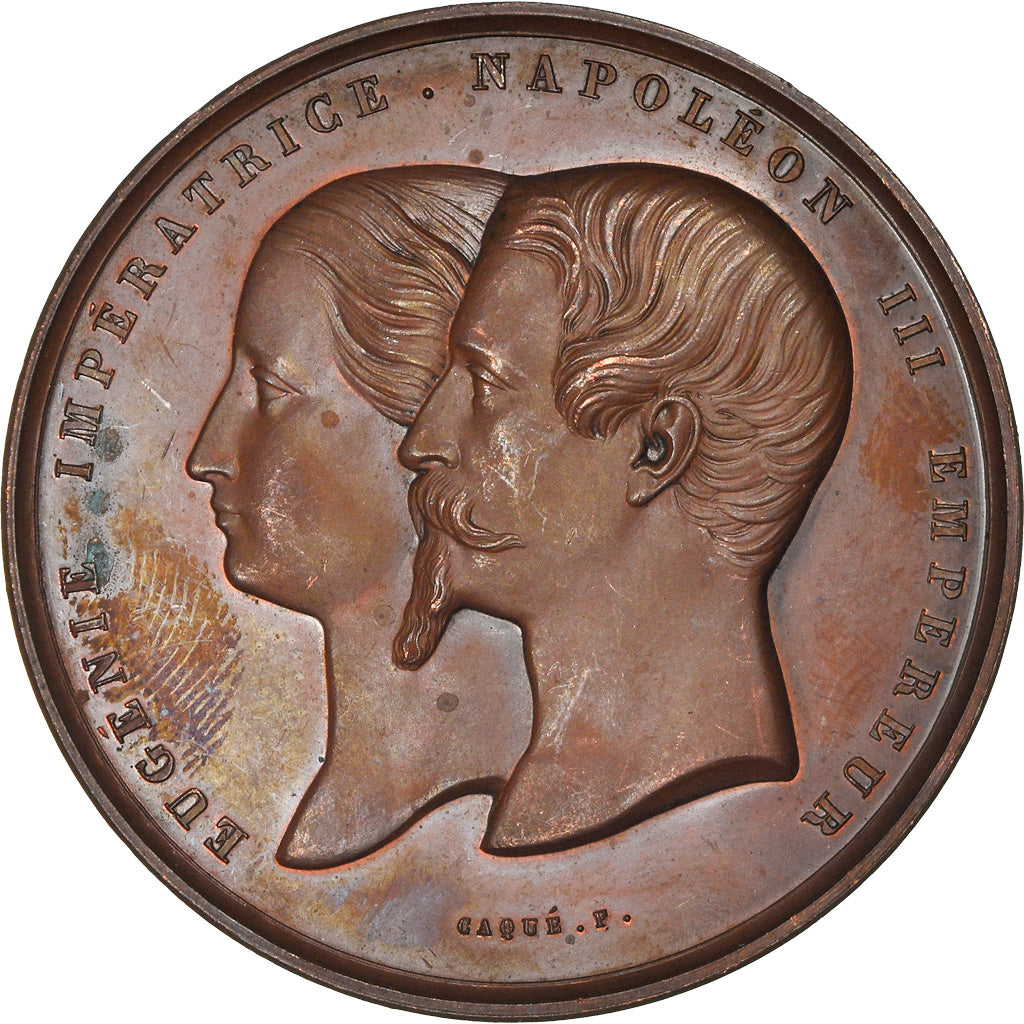 Francia, medaglia, Eugénie et Napoléon III, Palais de l'Industrie, Caqué