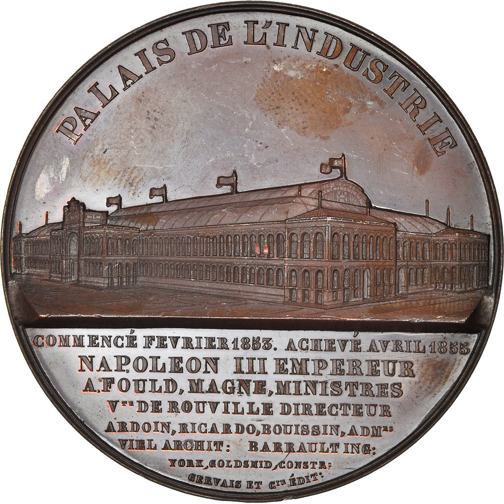 Francia, medaglia, Eugénie et Napoléon III, Palais de l'Industrie, Caqué