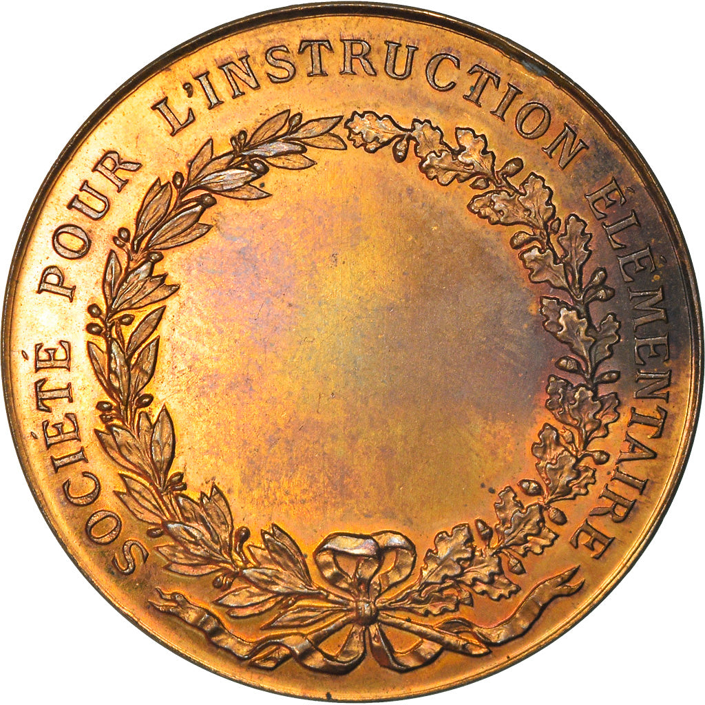 France, Medal, Education, Instruction Elémentaire, 1815, Domard, MS(63), Bronze