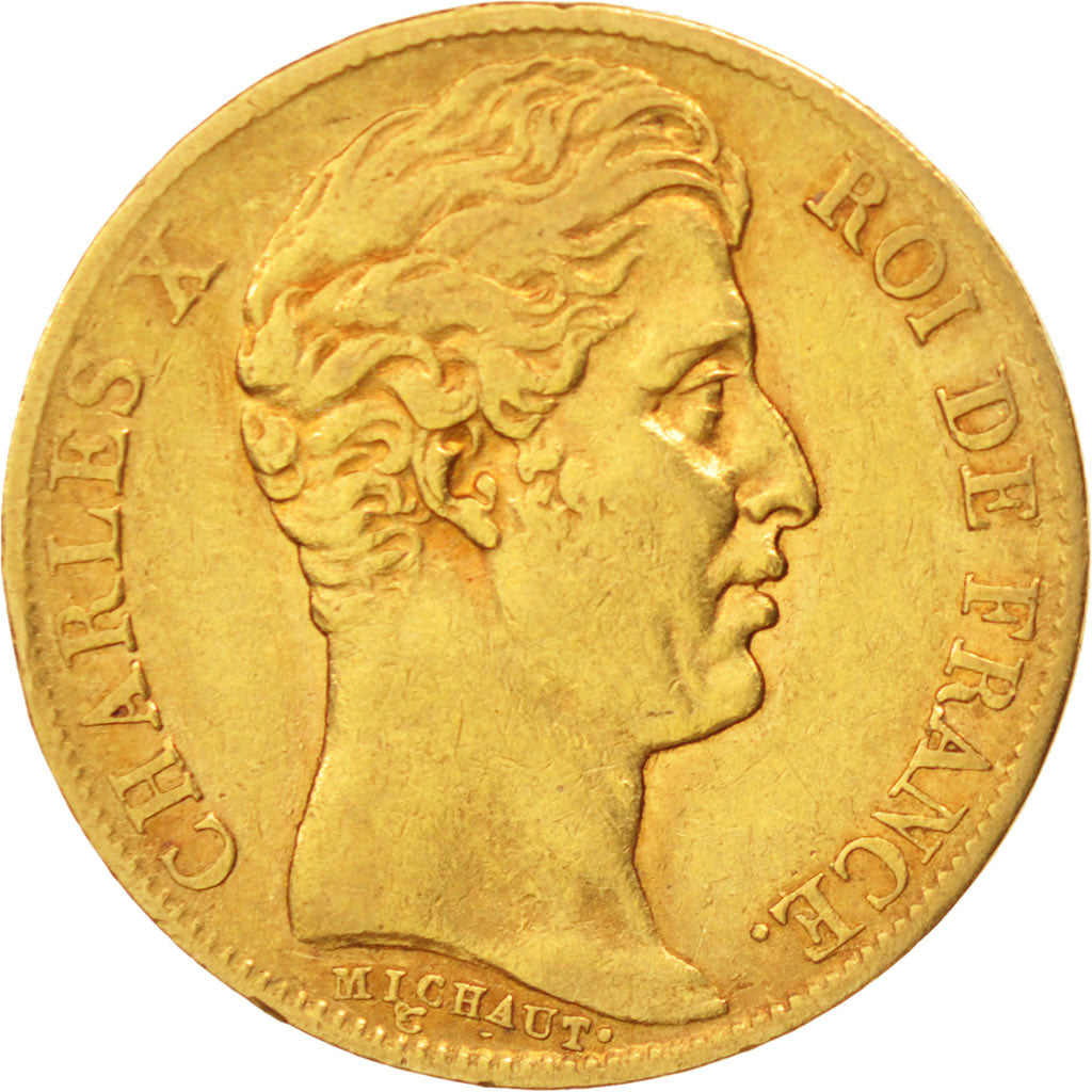 Frankreich, Charles X, 20 Francs, 1827,Paris,VF(30-35),Gold,KM:726.1,Gadoury1029