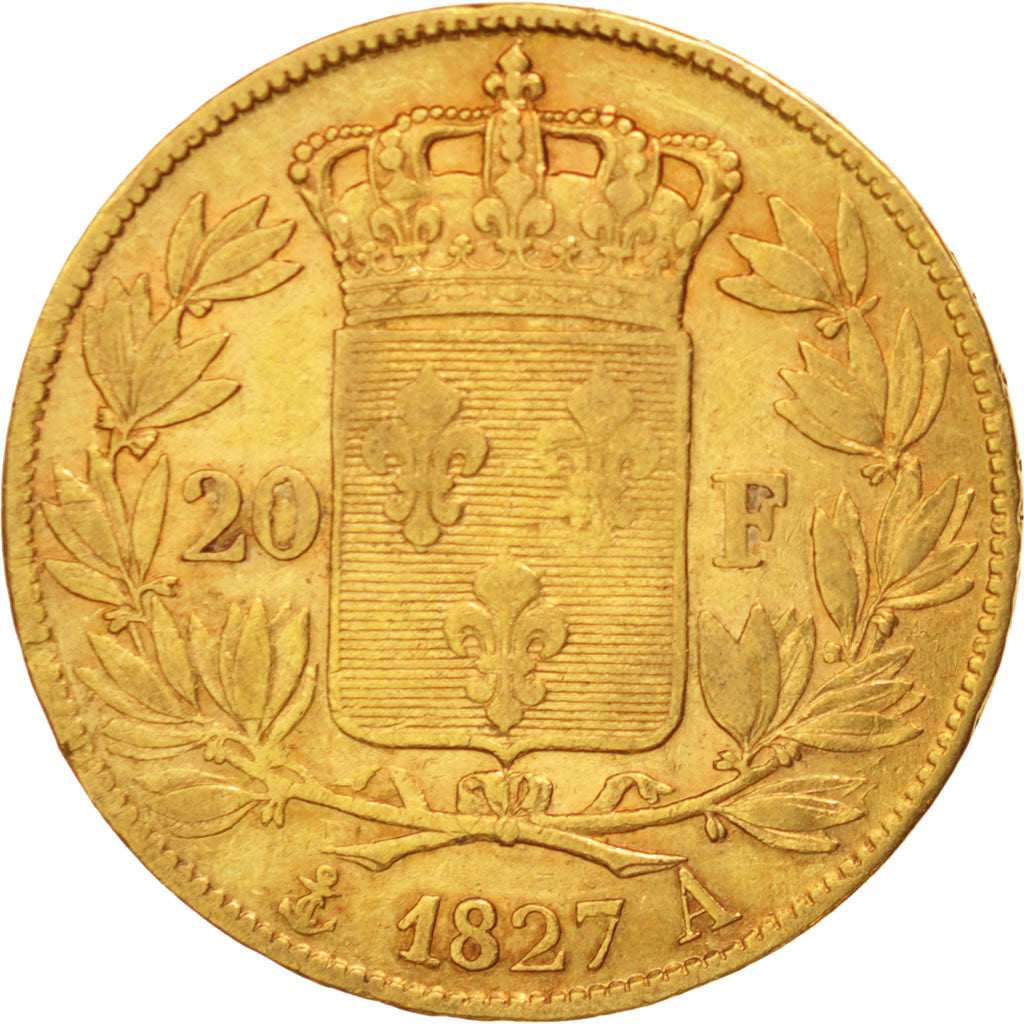 Frankreich, Charles X, 20 Francs, 1827,Paris,VF(30-35),Gold,KM:726.1,Gadoury1029