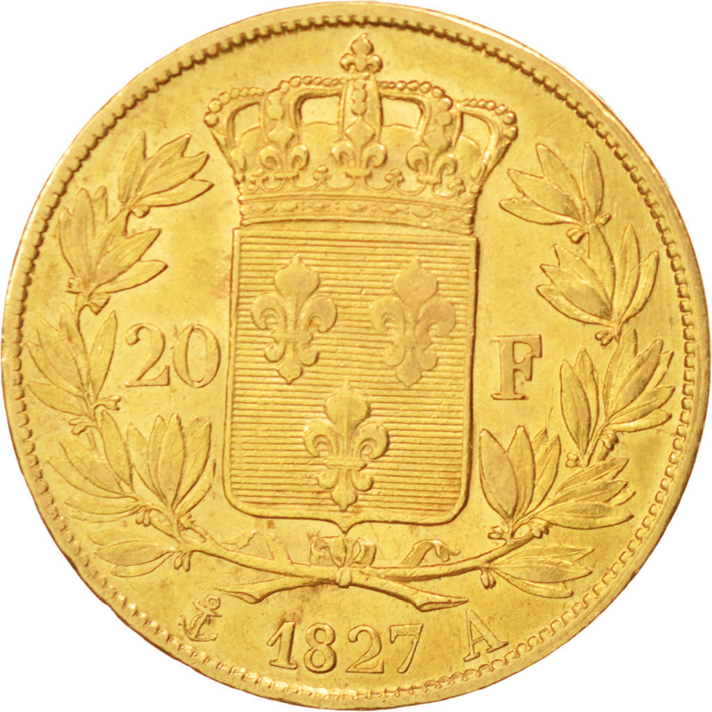 Coin, France, Charles X, 20 Francs, 1827, Paris, AU(50-53), Gold, KM:726.1