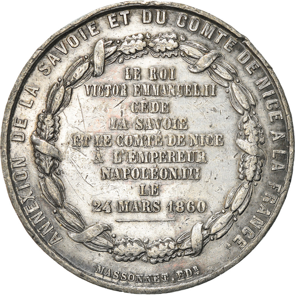 Francia, medalla, Napoléon III, Annexion de la Savoie et Nice, History, 1860