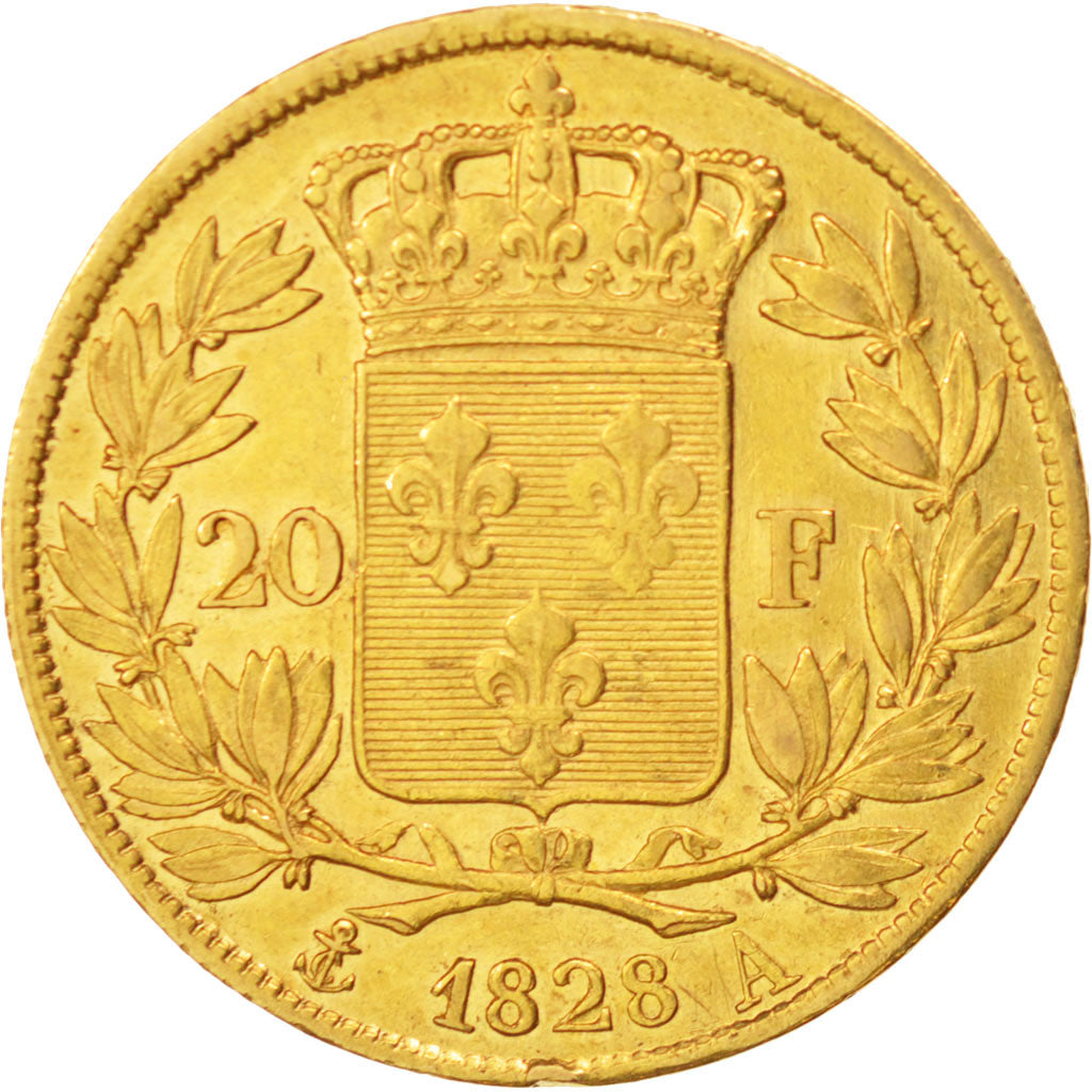 France, Charles X, 20 Francs, 1828, Paris, EF(40-45), Gold, KM:726.1,Gadoury1029