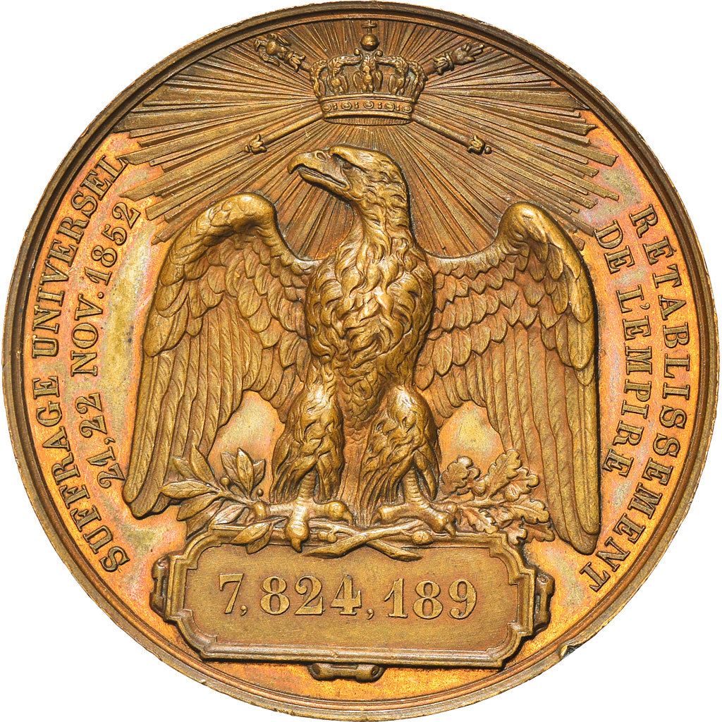 Francia, medaglia, Napoléon III, Rétablissement du Régime Impérial, History