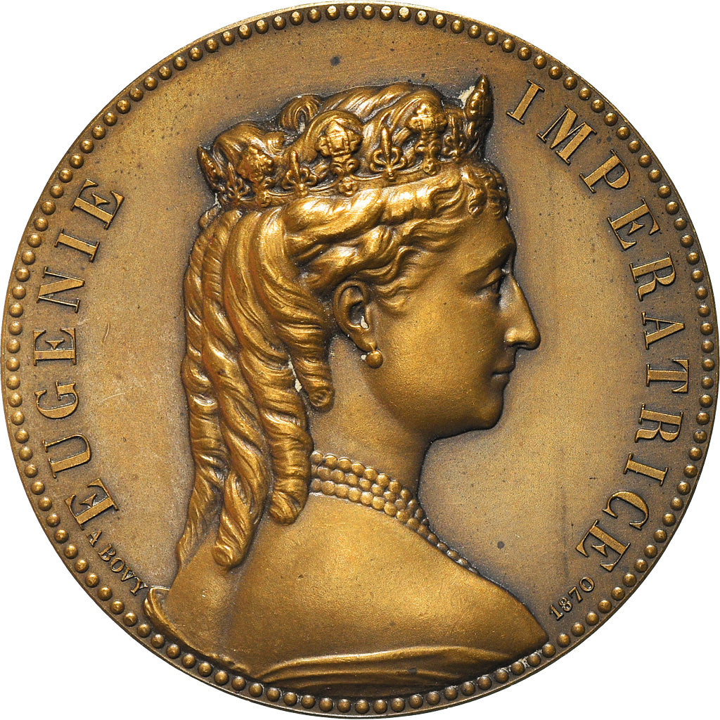 France, Medal, Eugénie, Impératrice, Uniface, 1870, Bovy, MS(60-62), Bronze