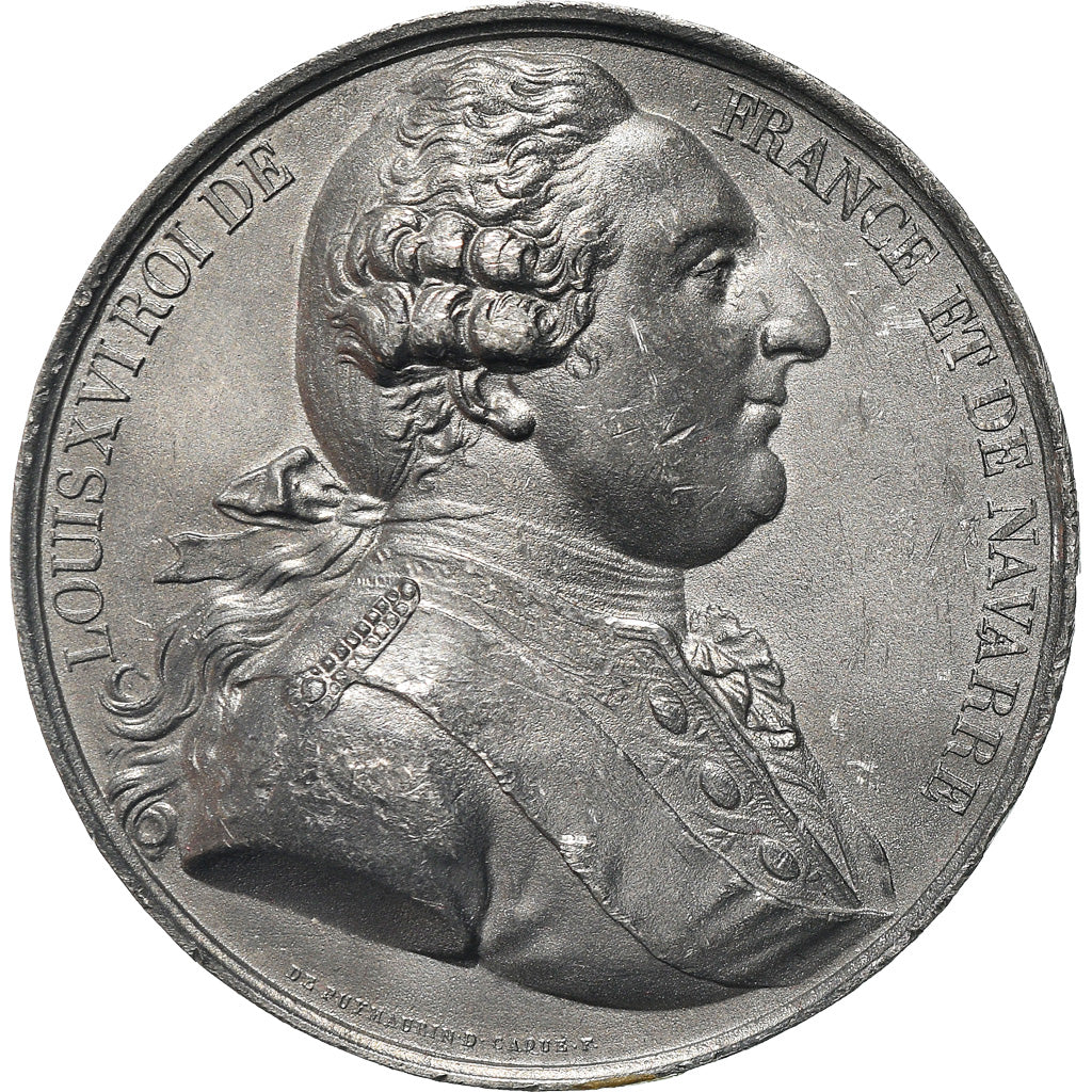 Francja, Medal, Mort de Louis XVI, Historia, 1793, De Puymaurin, EF(40-45), Cyna
