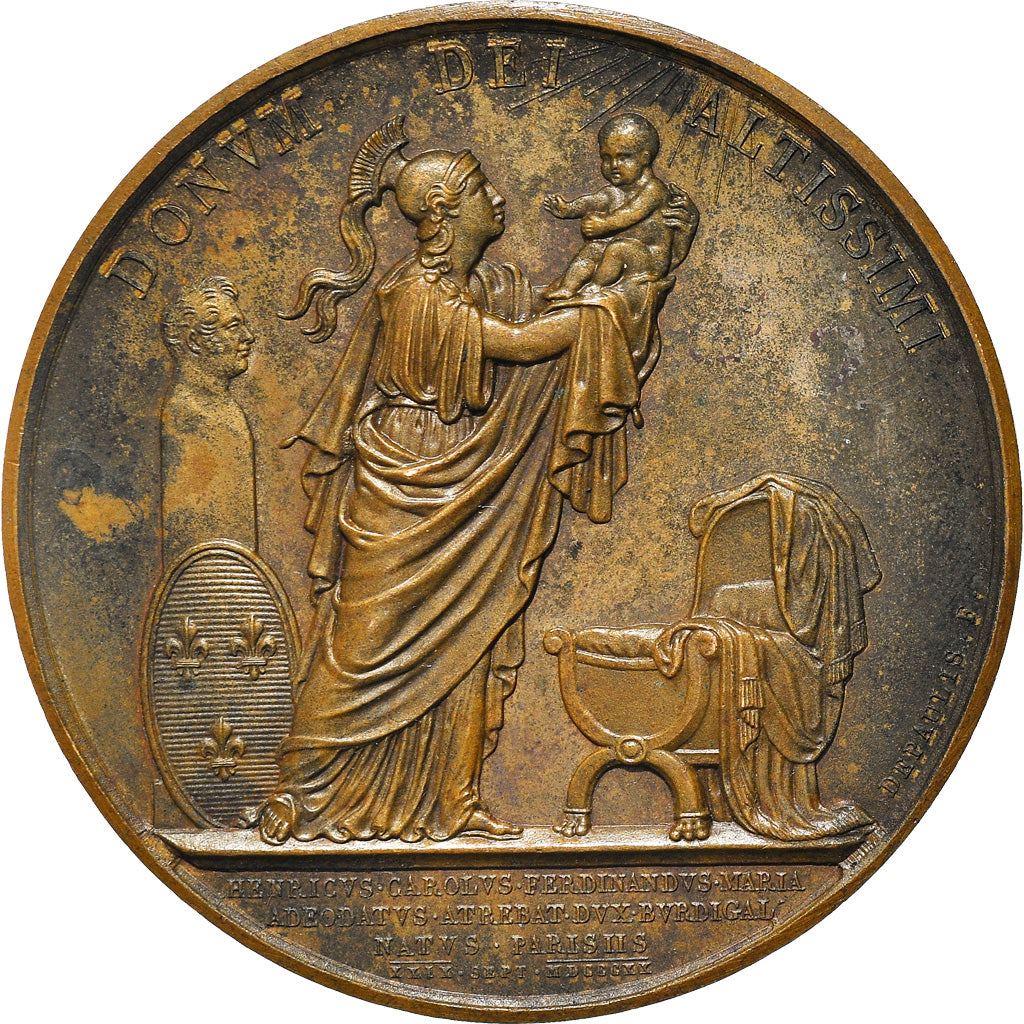 Frankrijk, Medaille, Louis XVIII, Naissance de Henri, Duc de Bordeaux, Comte de