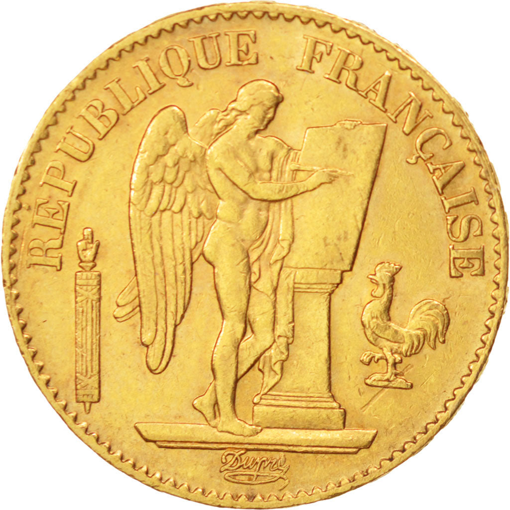 France, Génie, 20 Francs, 1871, Paris, AU(55-58), Gold, KM:825, Gadoury:1063