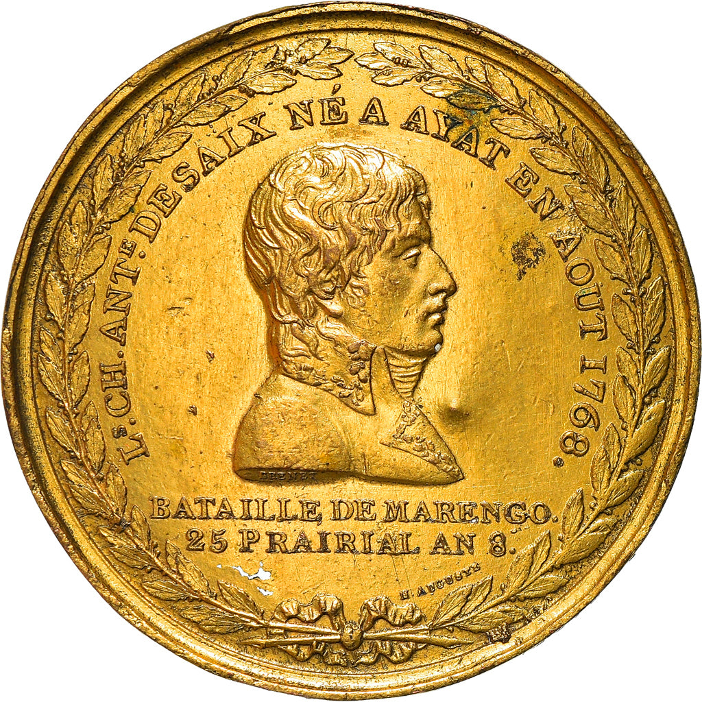 Francia, medaglia, Napoléon Bonaparte, marengo, Le Général Desaix blessé à