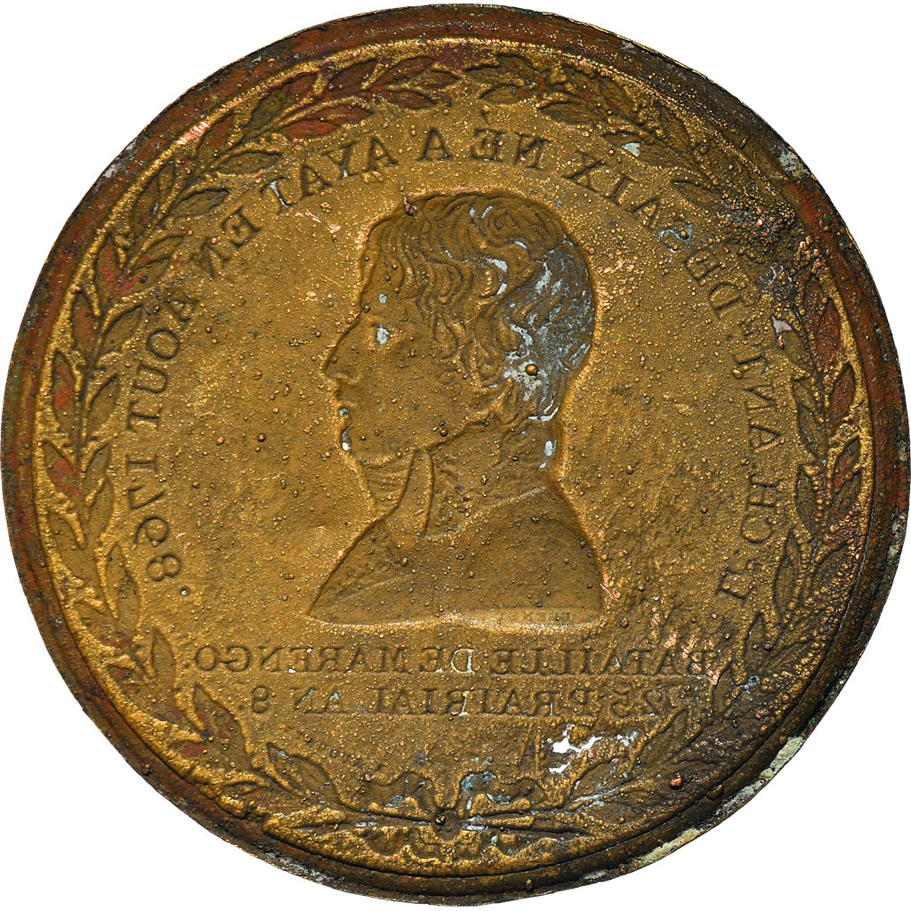 Francia, medaglia, Napoléon Bonaparte, marengo, Le Général Desaix blessé à