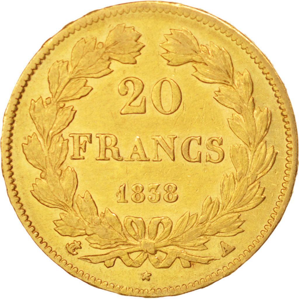 France, Louis-Philippe, 20 Francs, 1838, Paris, TTB+, Or, KM:750.1, Gadoury:1031