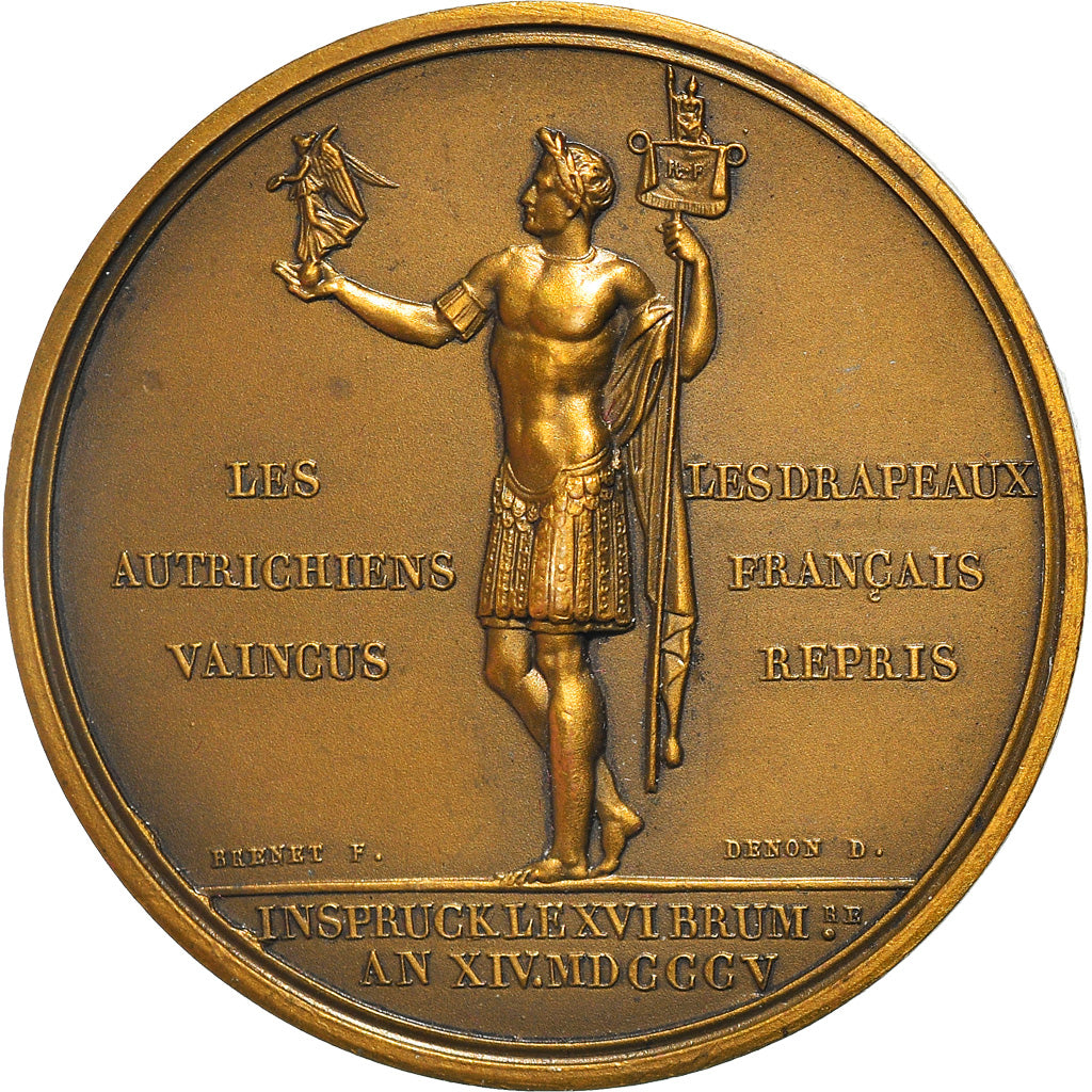 France, Medal, Napoleon Ier , Les Autrichiens vaincus, 1805, Andrieu, Restrike