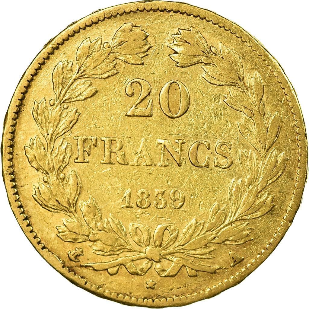Coin, France, Louis-Philippe, 20 Francs, 1839, Paris, VF(30-35), Gold, KM:750.1