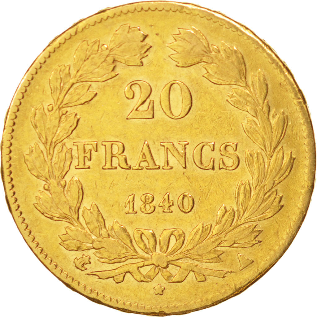 France, Louis-Philippe, 20 Francs,1840,Paris,VF(30-35),Gold,KM:750.1,Gadoury1031