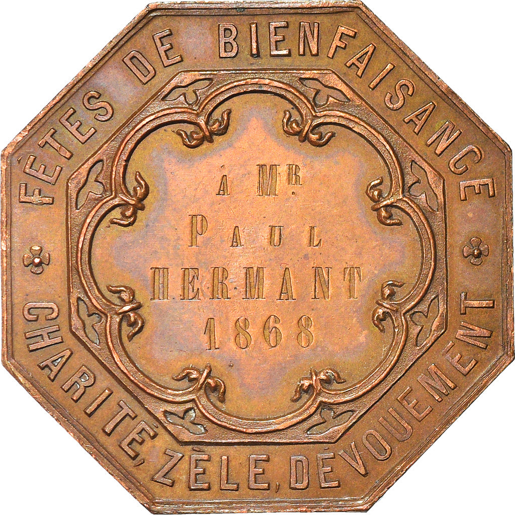 Francia, Token, Fêtes de Bienfaisance de Saint-Omer, 1868, Desaide, SPL-, Rame