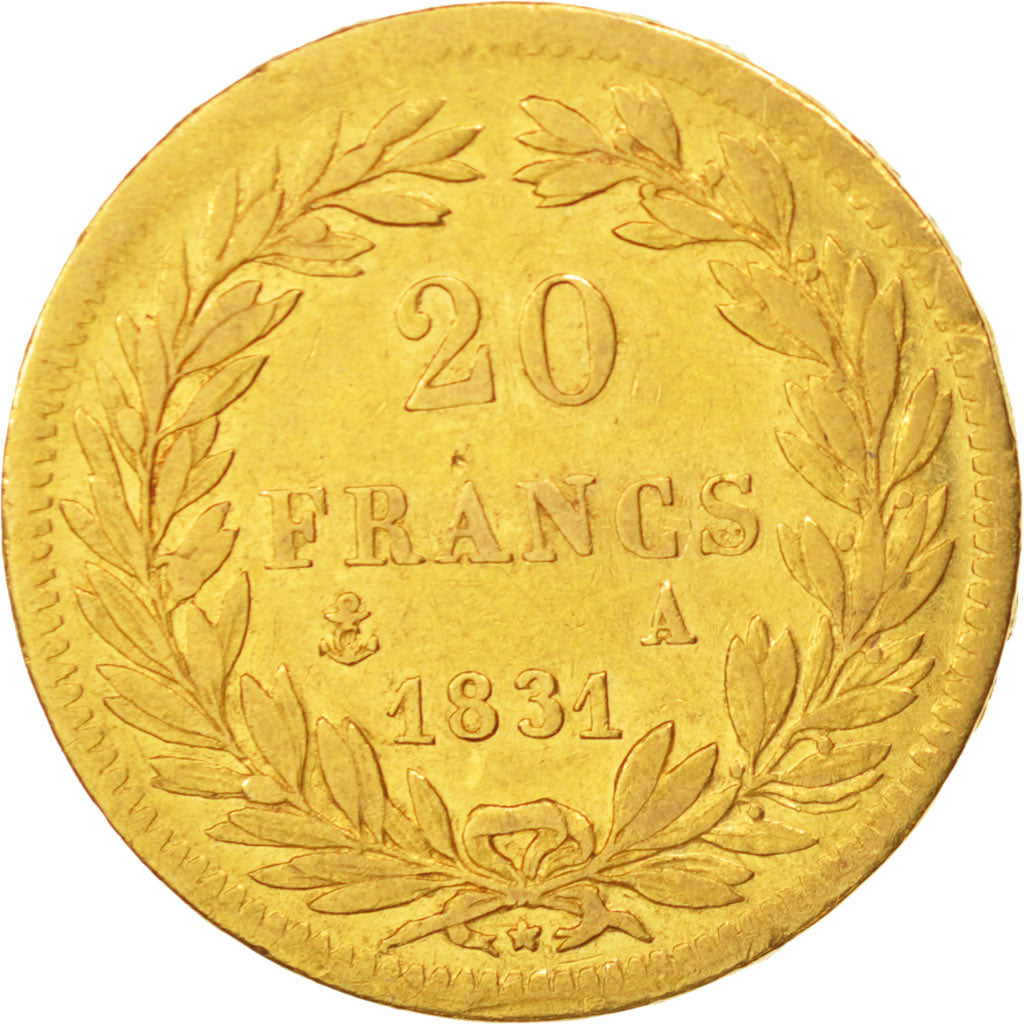 France, Louis-Philippe, 20 Francs, 1831, Paris, VF(30-35), Gold, KM:746.1