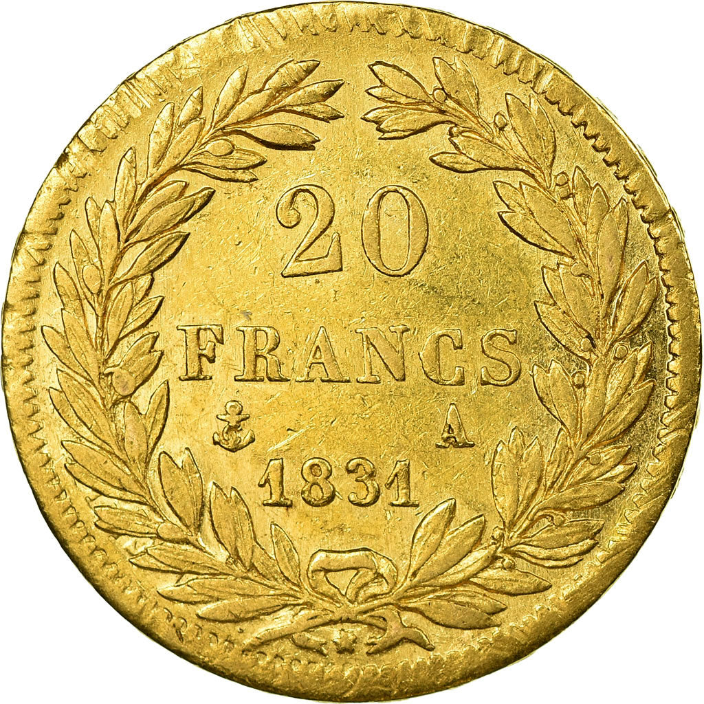 Munten, Frankrijk, Louis-Philippe, 20 Francs, 1831, Paris, ZF+, Goud, KM:746.1