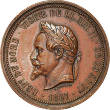 France, Medal, Napoléon III, Visite de la Chambre de Commerce de Lille, 1867