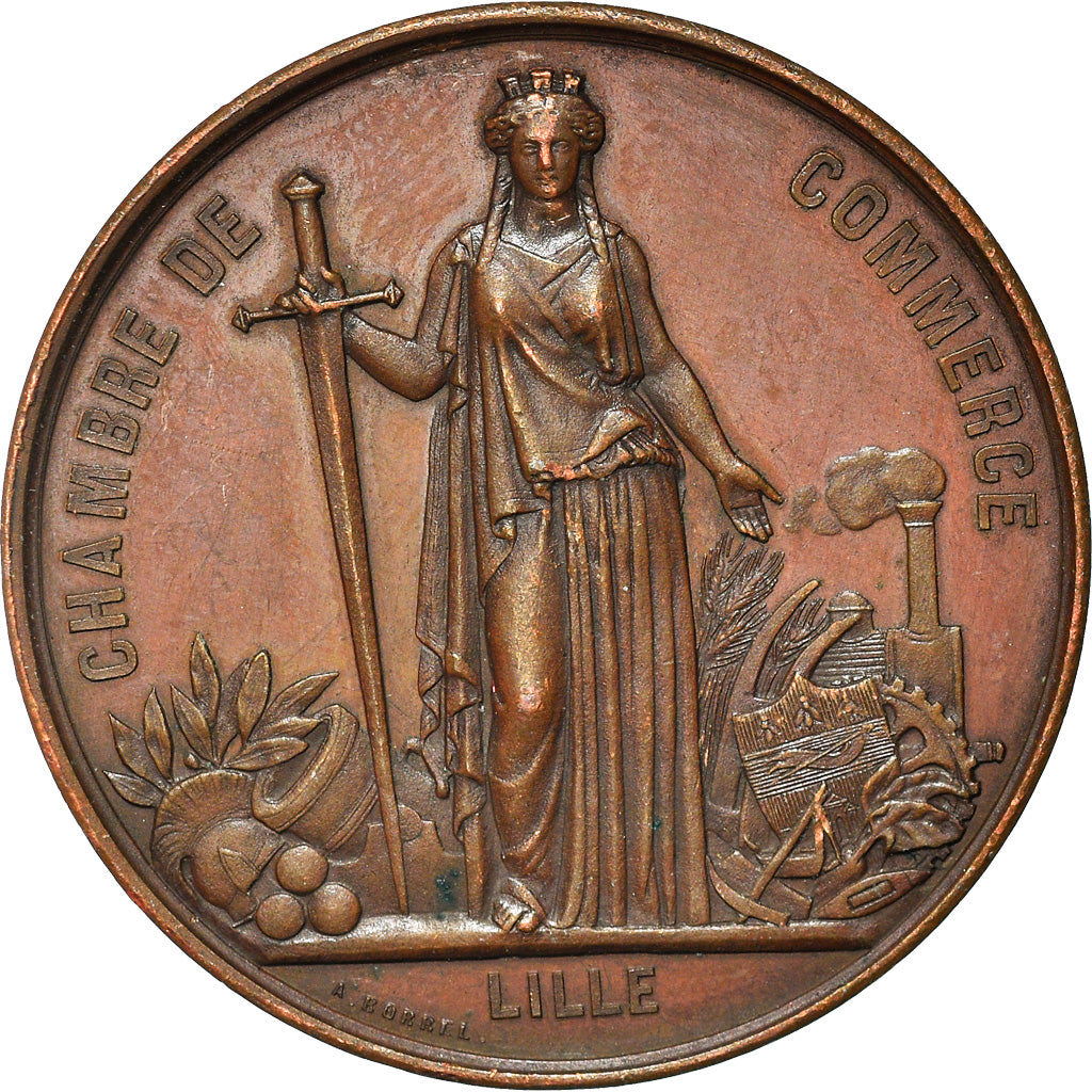 France, Medal, Napoléon III, Visite de la Chambre de Commerce de Lille, 1867