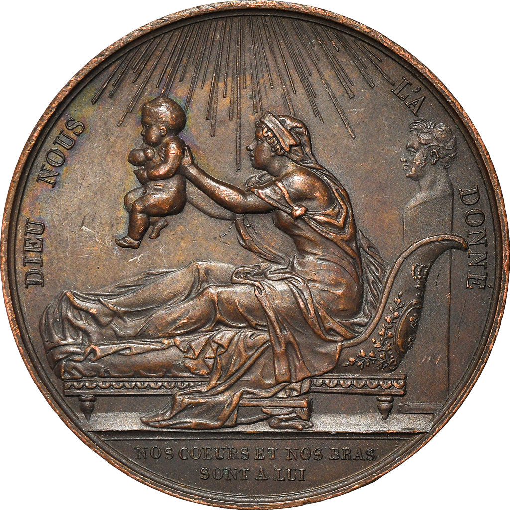 Francia, medaglia, Naissance du Comte de Chambord, History, 1820, Gayrard, BB+