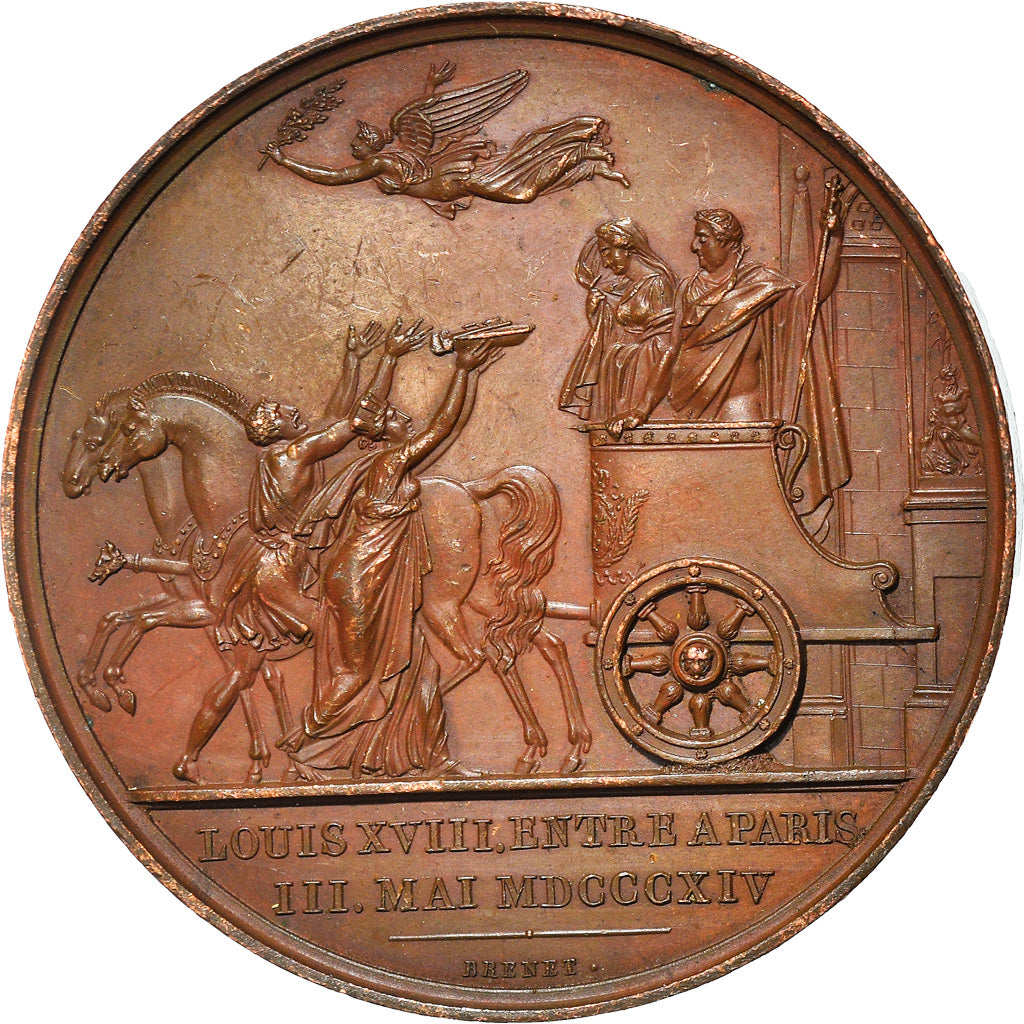 Francja, Medal, Entrée de Louis XVIII à Paris, Historia, 1814, Andrieu