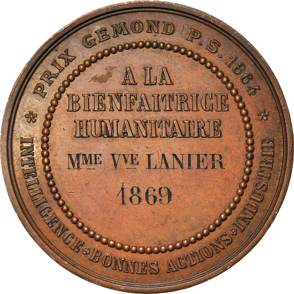 Francia, medaglia, Napoléon III, Prix Gemond, Society, 1869, BB+, Rame
