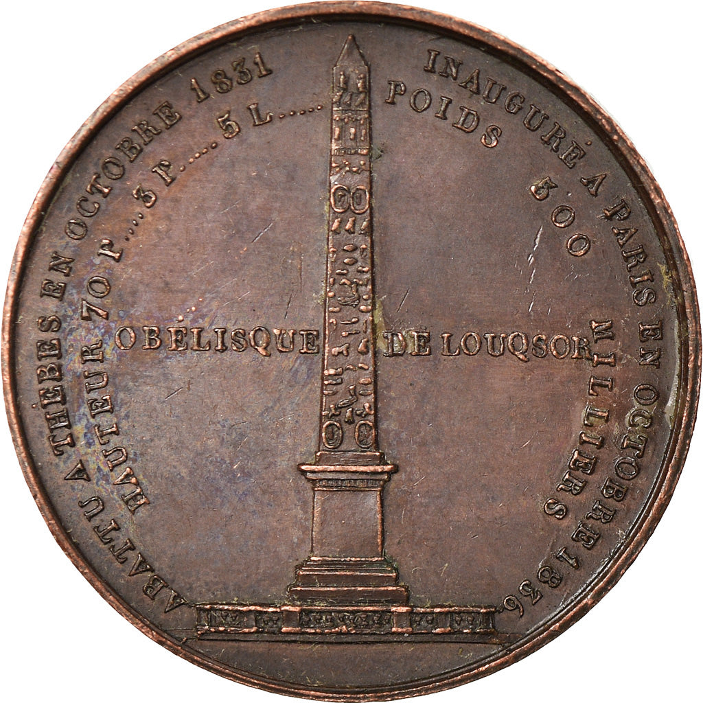 France, Medal, Louis-Philippe Ier, Obélisque de Louqsor, History, 1836