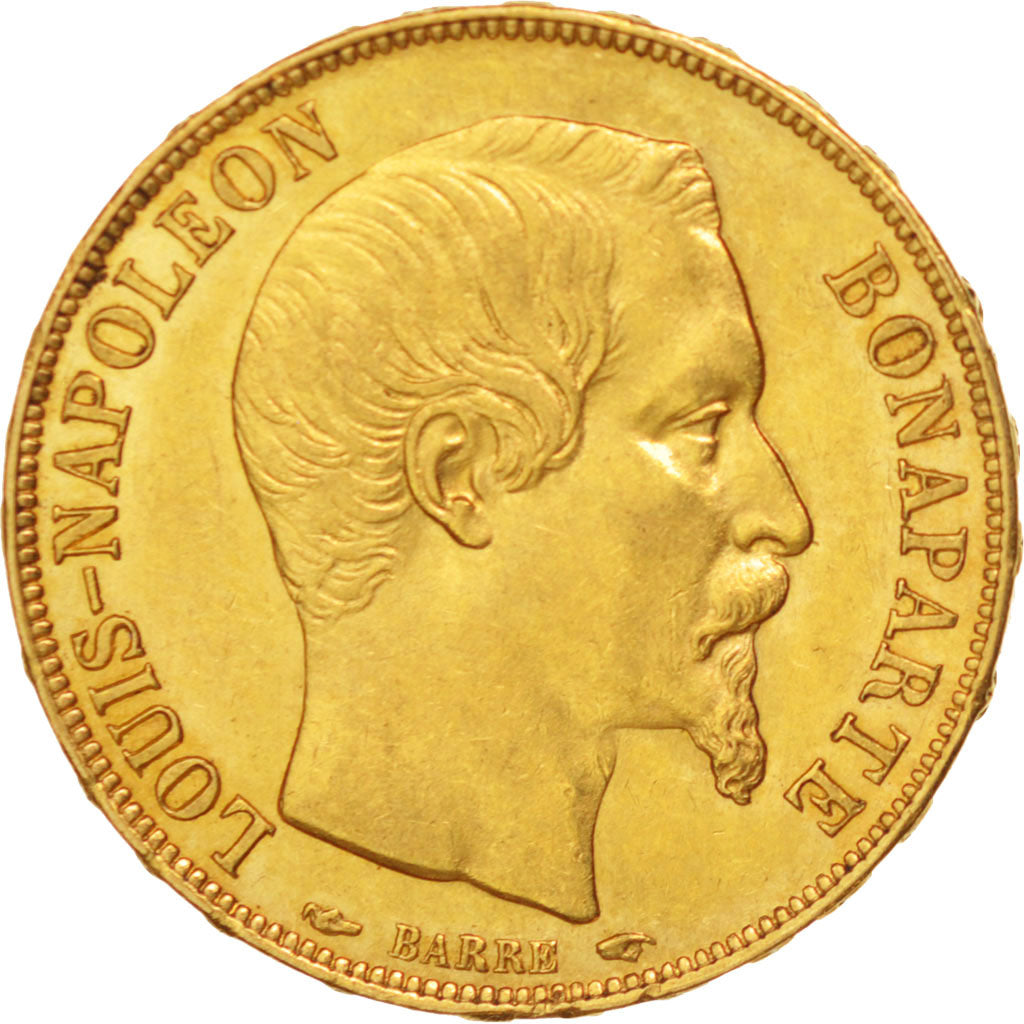 Frankreich, Napoleon III, 20 Francs, 1852, Paris, AU(55-58), Gold, KM 774
