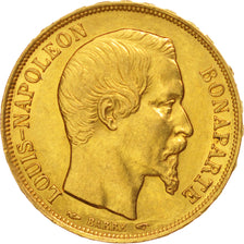 France, Napoleon III, 20 Francs, 1852, Paris, AU(55-58), Gold,KM 774,Gadoury1060