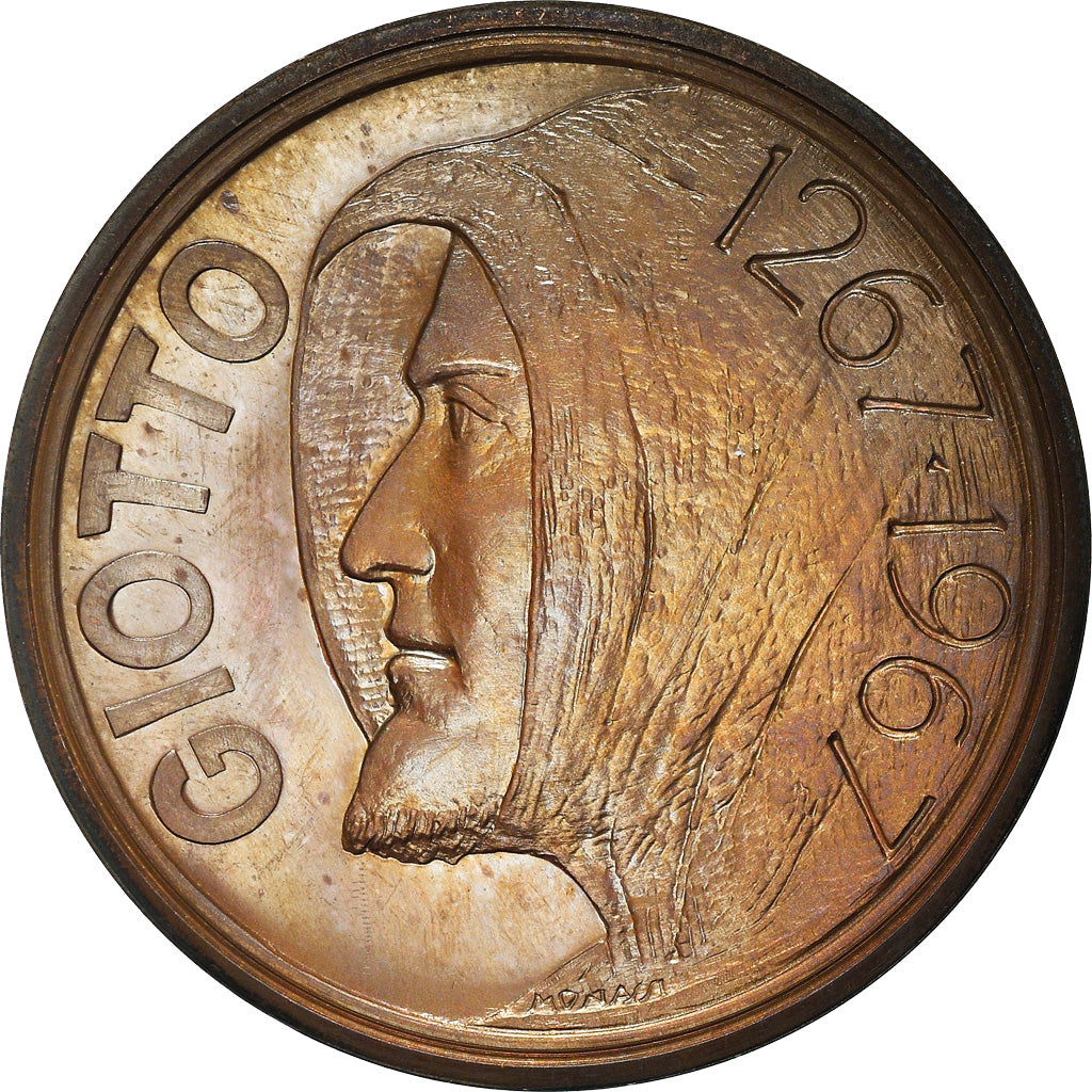 Italia, medalla, Giotto, VIIème Centenario della Nascita, Arts & Culture, 1966