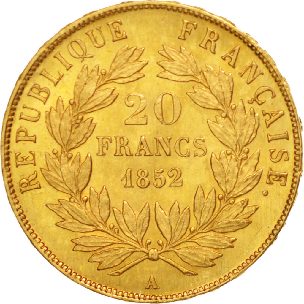 Francia, Napoleon III, Napoléon III, 20 Francs, 1852, Paris, SPL-, Oro, KM:7...