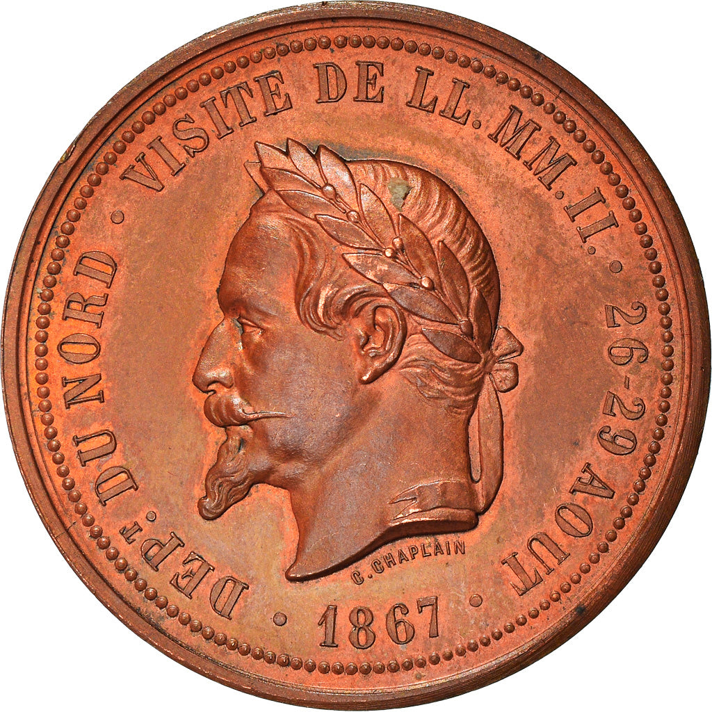 Francia, medaglia, Napoléon III, Visite de la Chambre de Commerce de Lille