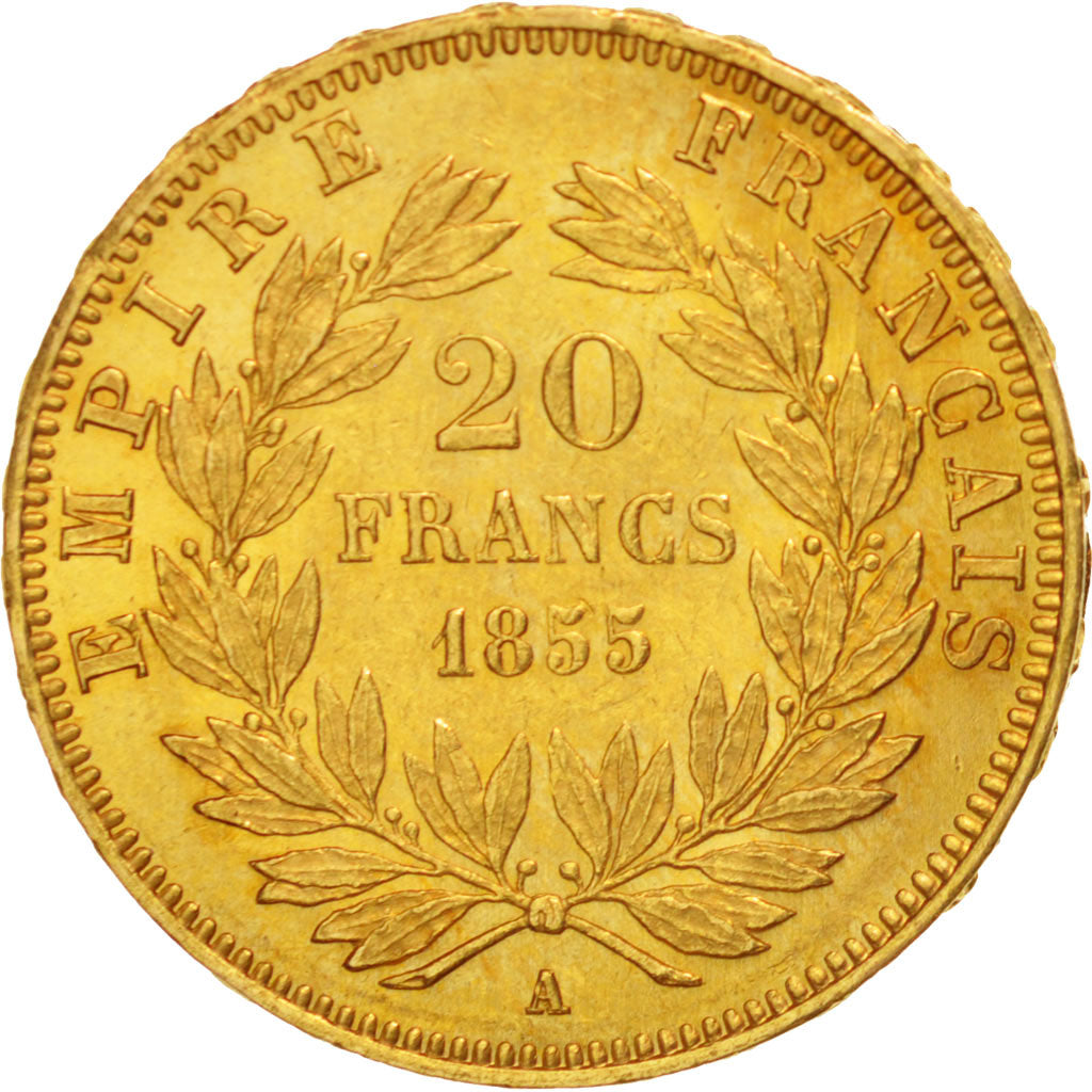 France, Napoléon III, 20 Francs, 1855, Paris, SUP, Or, KM:781.1, Gadoury 1061