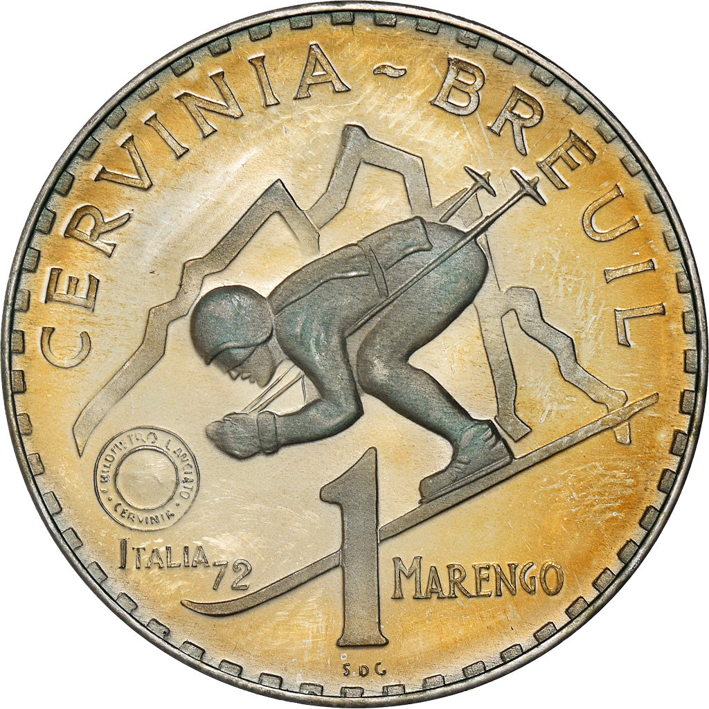 Italië, Medaille, I Marenghi del Sole, 1 Marengo, Cervinia-Breuil, 1972, UNC