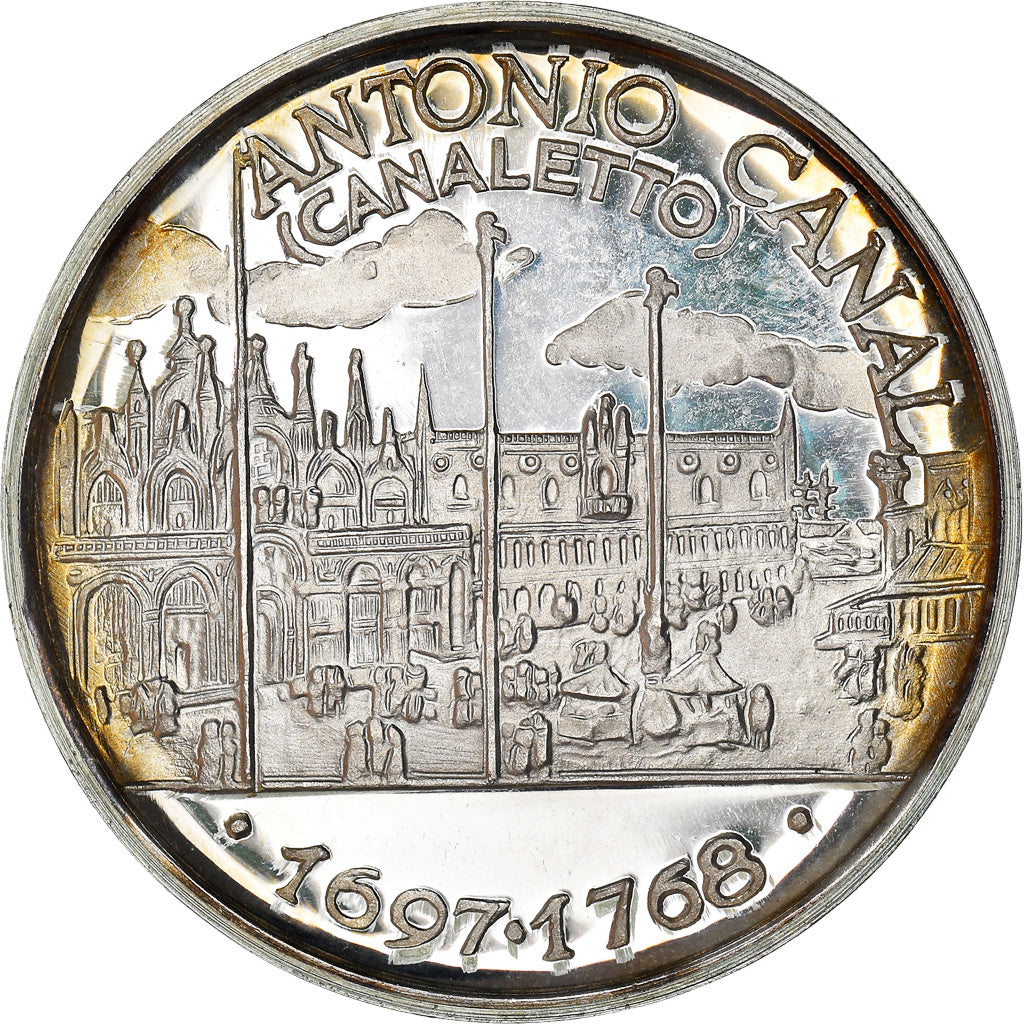 Italy, Medal, Canaletto, Arts & Culture, 1968, MS(63), Silver