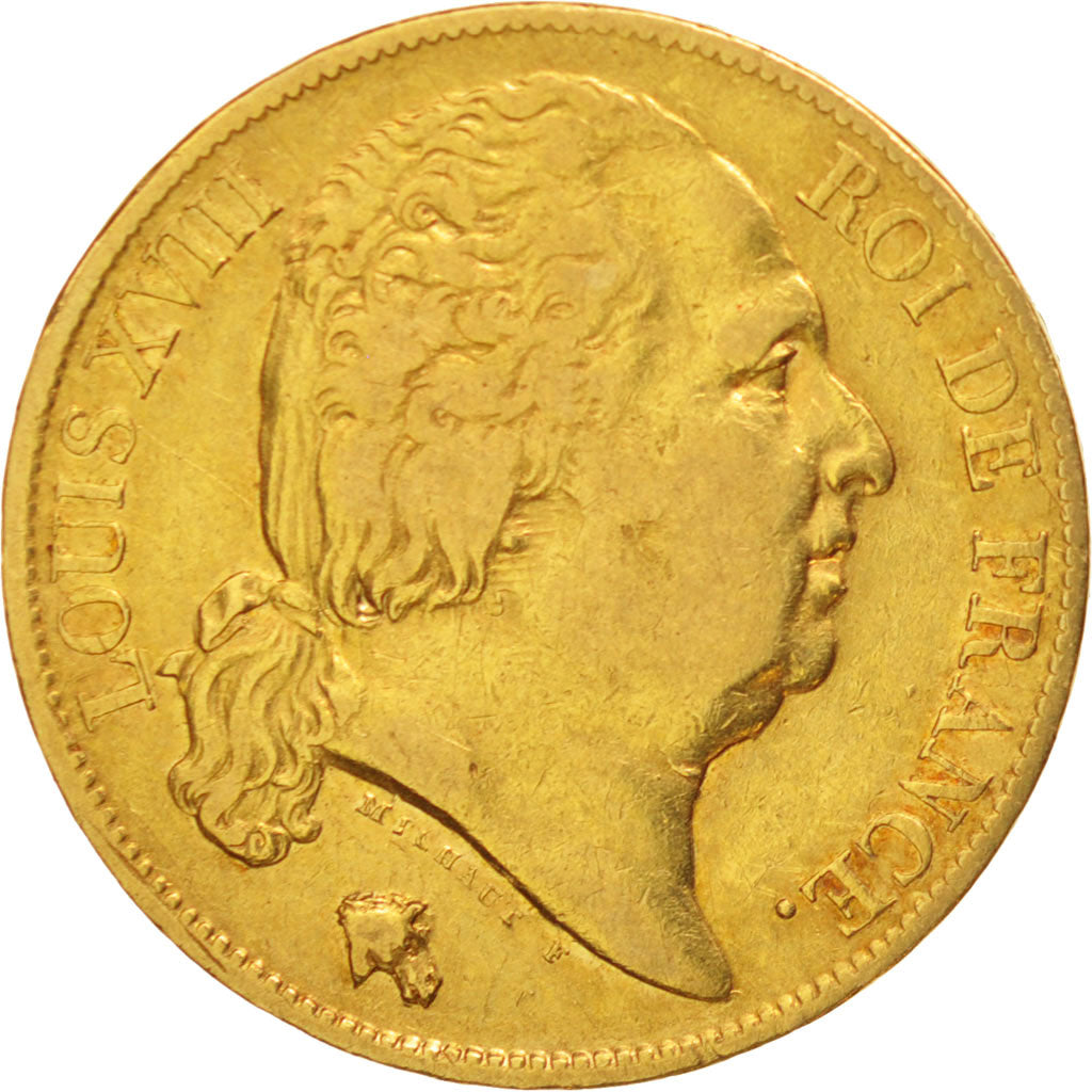 France, Louis XVIII, 20 Francs, 1820, Paris, TB+, Or, KM:712.1, Gadoury 1028