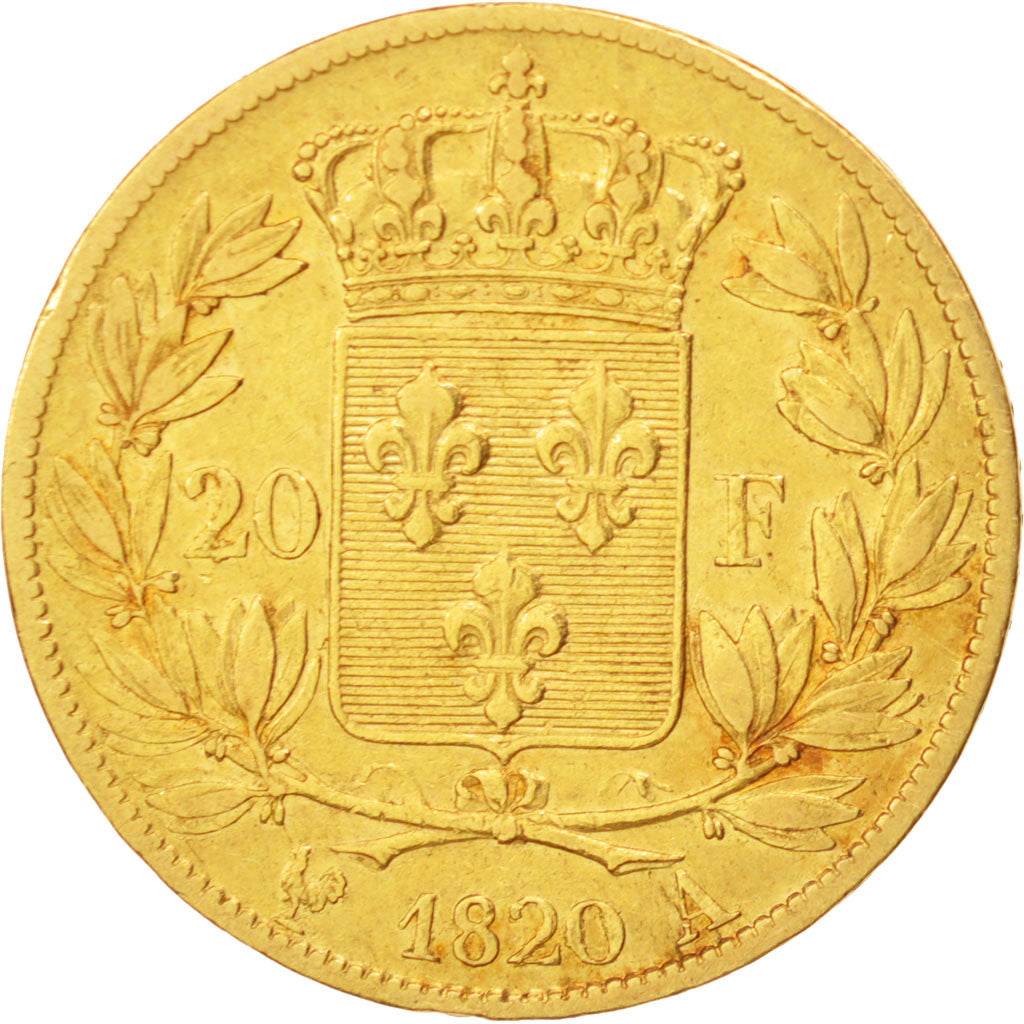 France, Louis XVIII, 20 Francs, 1820, Paris, TB+, Or, KM:712.1, Gadoury 1028