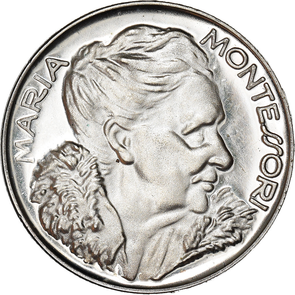 Italia, medalla, Maria Montessori, Medicine, 1952, SC, Plata